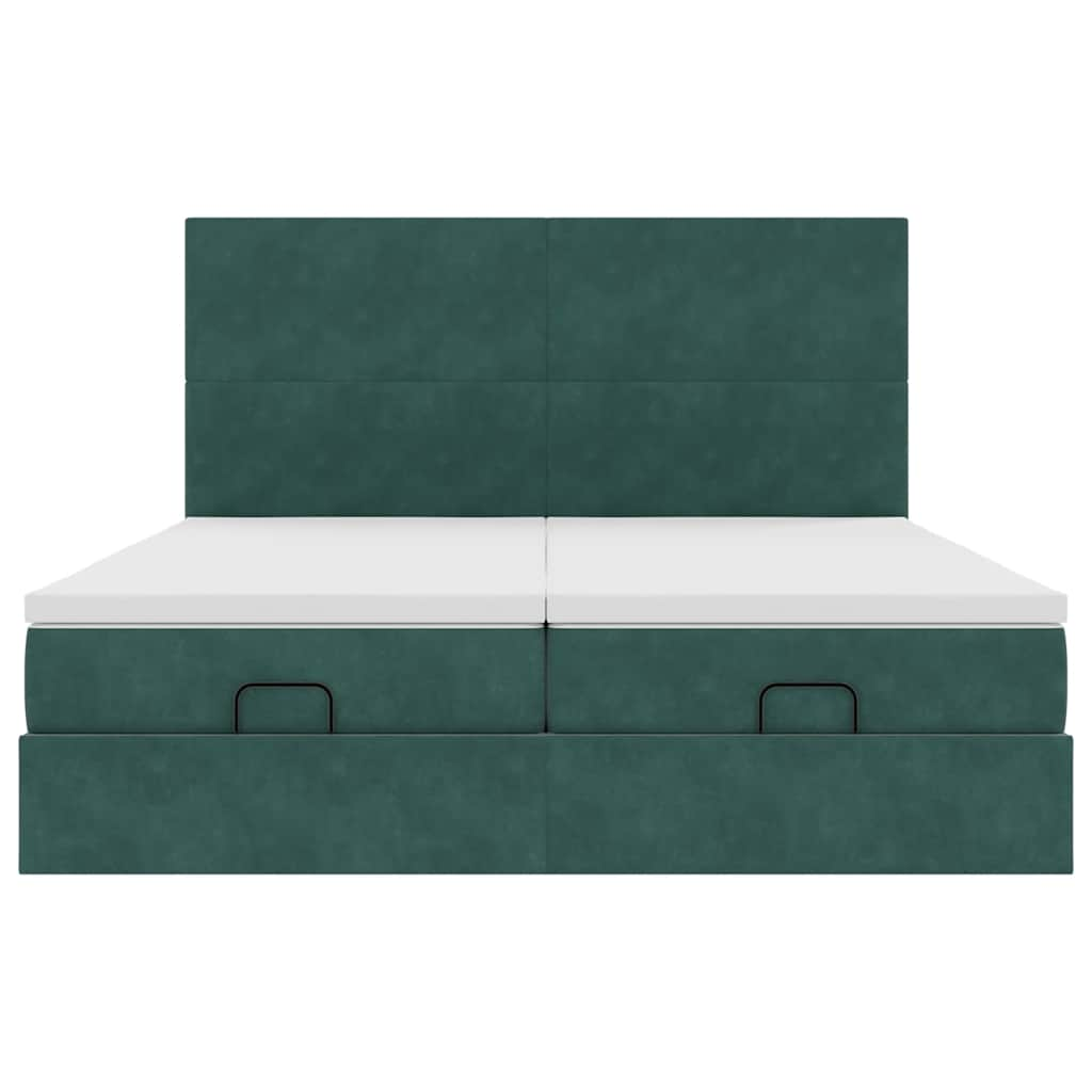 Cadre de lit ottoman avec matelas vert foncé 180x200cm velours Lits & cadres de lit vidaXL