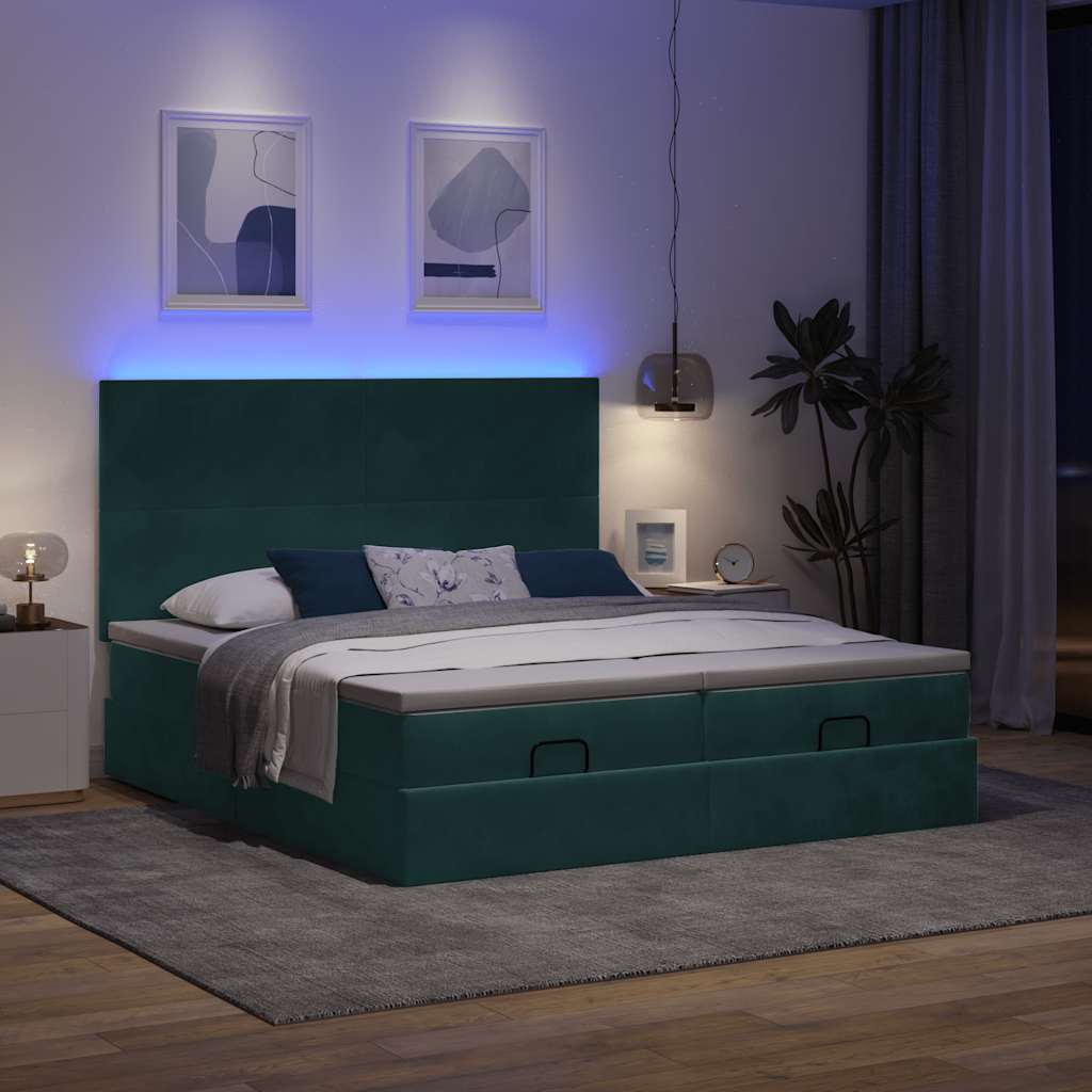 Cadre de lit ottoman avec matelas vert foncé 180x200cm velours Lits & cadres de lit vidaXL