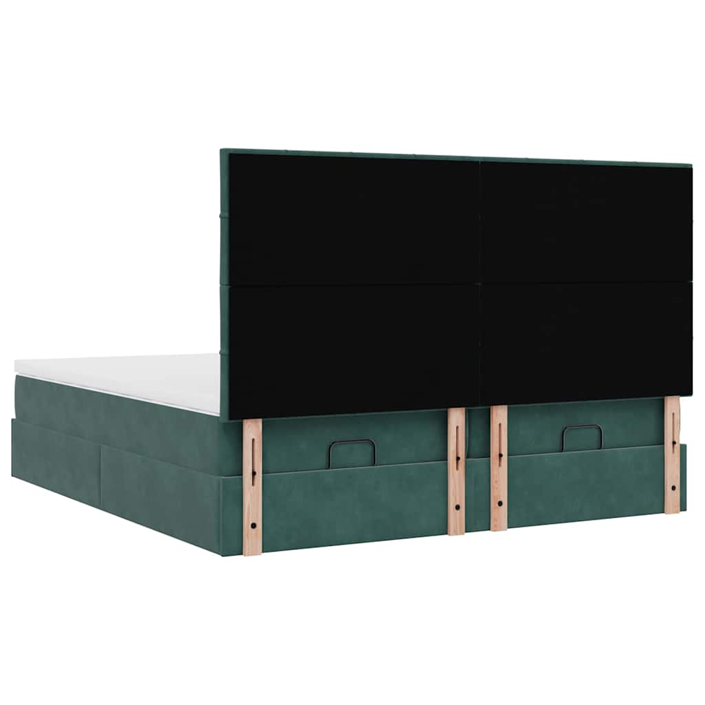 Cadre de lit ottoman avec matelas vert foncé 160x200 cm velours Lits & cadres de lit vidaXL