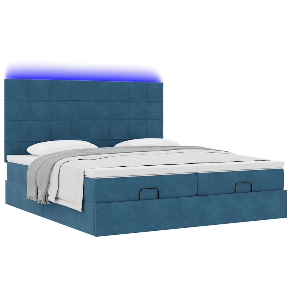 Cadre de lit ottoman avec matelas bleu foncé 160x200 cm velours Lits & cadres de lit vidaXL