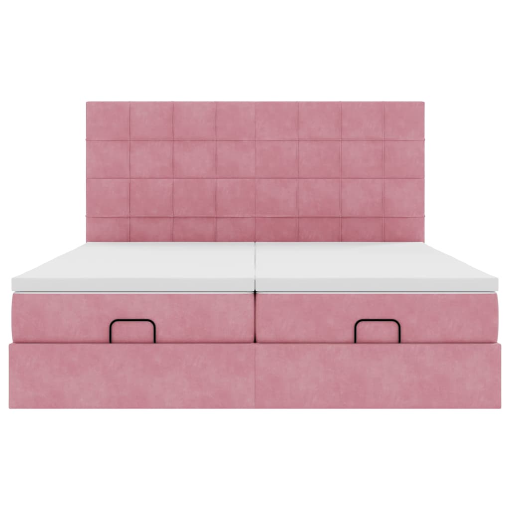 Cadre de lit ottoman avec matelas rose 160x200 cm velours Lits & cadres de lit vidaXL