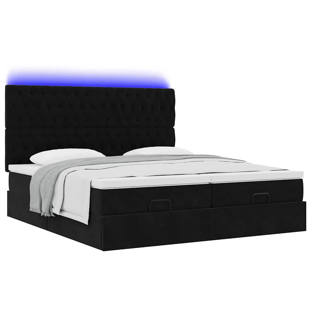 Cadre de lit ottoman avec matelas noir 160x200 cm velours Lits & cadres de lit vidaXL