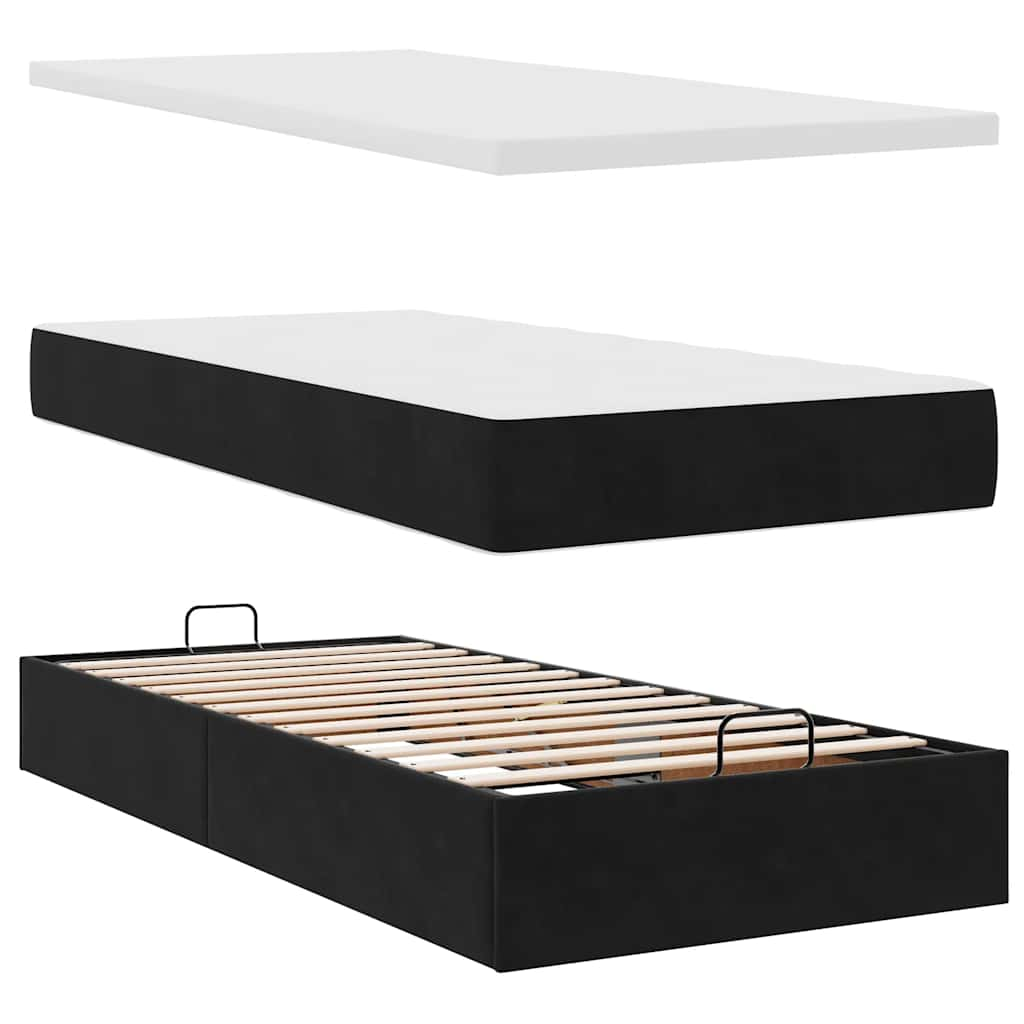 Cadre de lit ottoman avec matelas noir 160x200 cm velours Lits & cadres de lit vidaXL