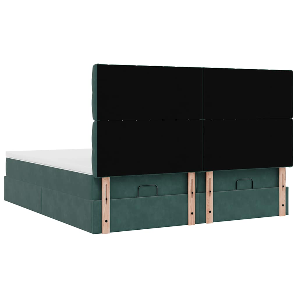 Cadre de lit ottoman avec matelas vert foncé 160x200 cm velours Lits & cadres de lit vidaXL