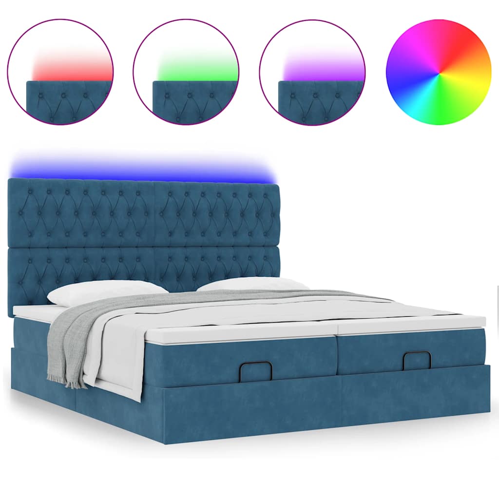 Cadre de lit ottoman avec matelas bleu foncé 160x200 cm velours Lits & cadres de lit vidaXL