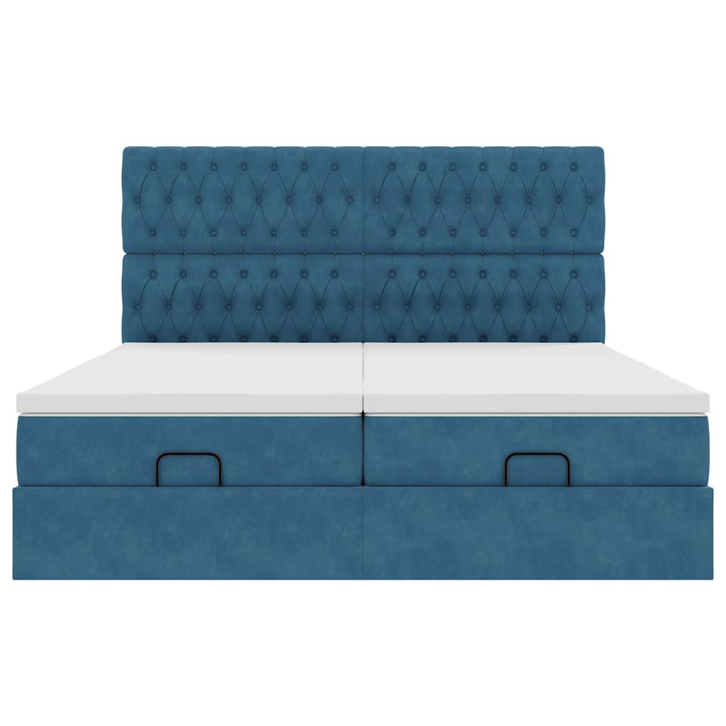 Cadre de lit ottoman avec matelas bleu foncé 160x200 cm velours Lits & cadres de lit vidaXL