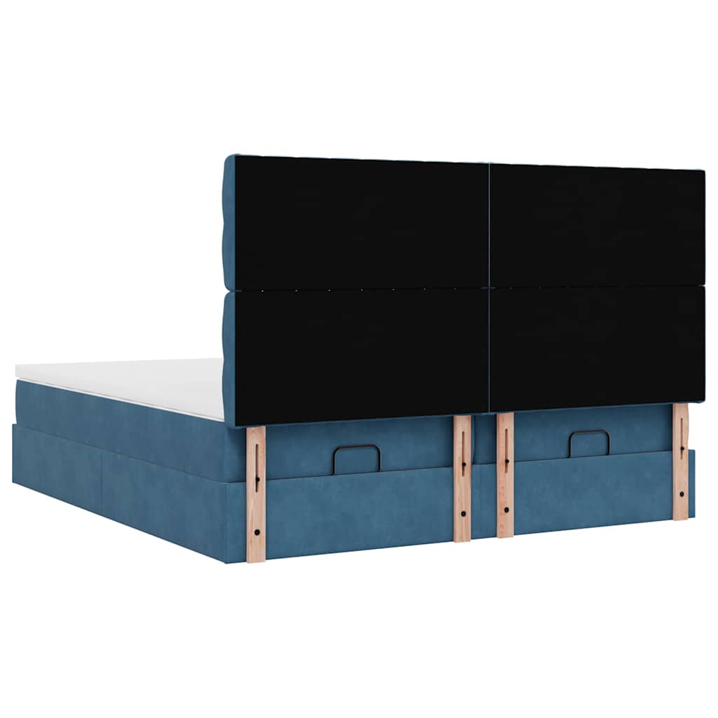 Cadre de lit ottoman avec matelas bleu foncé 160x200 cm velours Lits & cadres de lit vidaXL