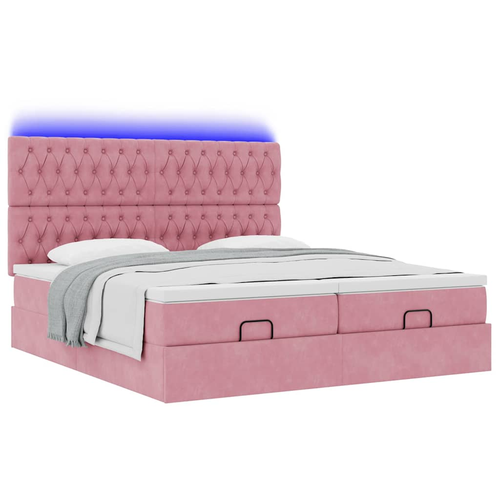 Cadre de lit ottoman avec matelas rose 160x200 cm velours Lits & cadres de lit vidaXL