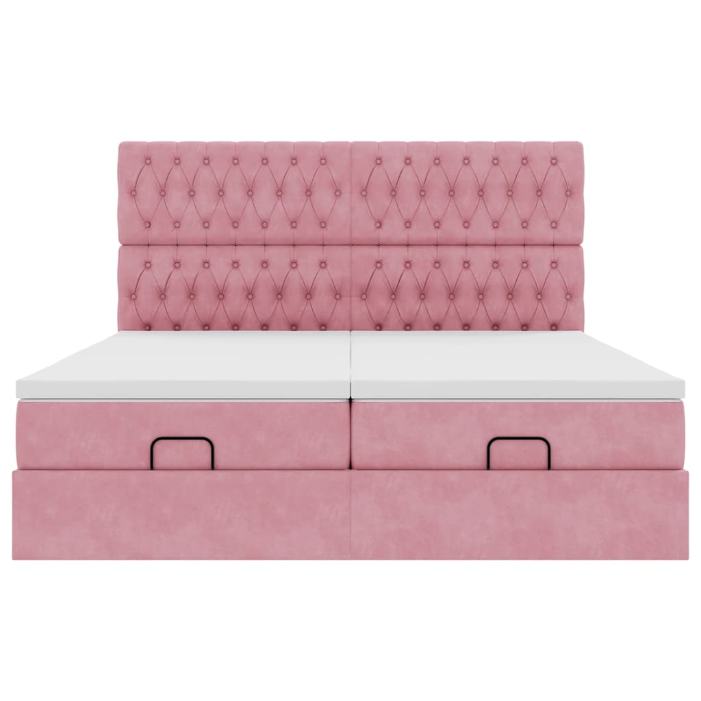 Cadre de lit ottoman avec matelas rose 160x200 cm velours Lits & cadres de lit vidaXL