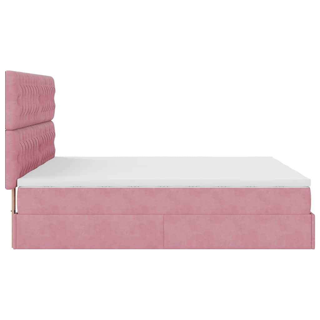 Cadre de lit ottoman avec matelas rose 160x200 cm velours Lits & cadres de lit vidaXL