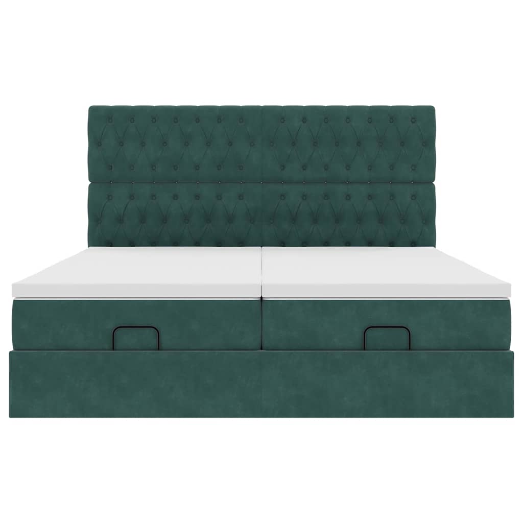 Cadre de lit ottoman avec matelas vert foncé 180x200cm velours Lits & cadres de lit vidaXL