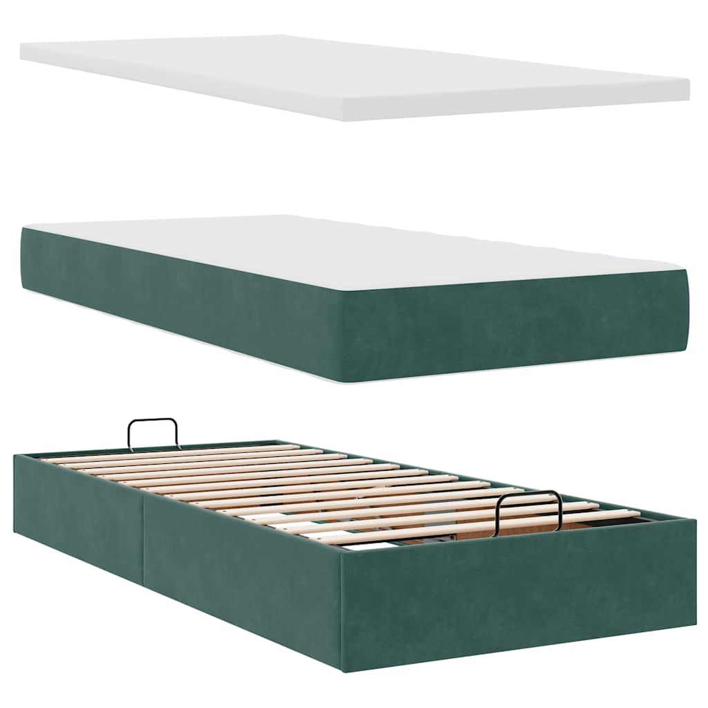 Cadre de lit ottoman avec matelas vert foncé 180x200cm velours Lits & cadres de lit vidaXL