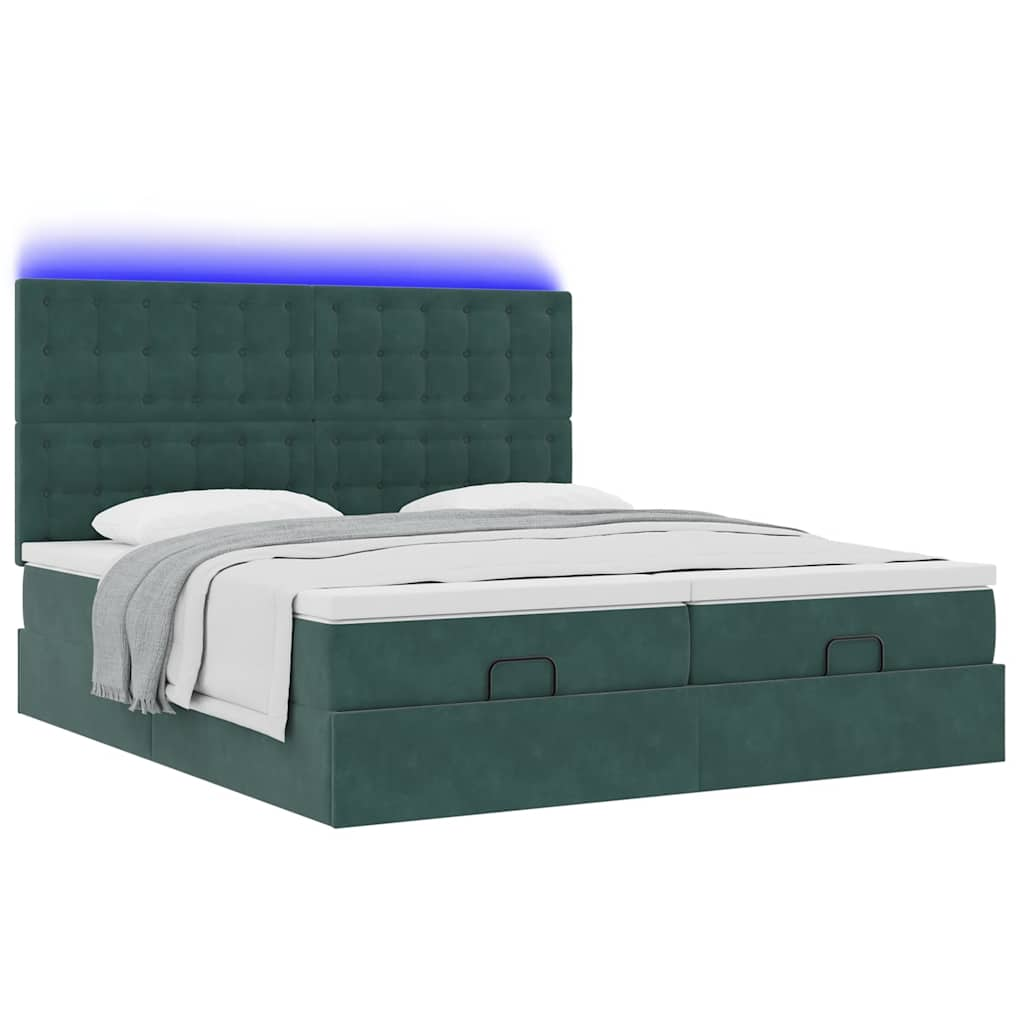 Cadre de lit ottoman avec matelas vert foncé 180x200cm velours Lits & cadres de lit vidaXL