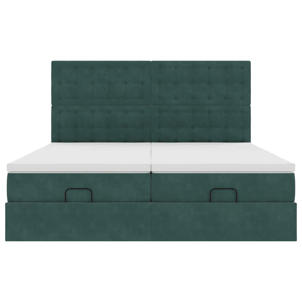 Cadre de lit ottoman avec matelas vert foncé 180x200cm velours Lits & cadres de lit vidaXL