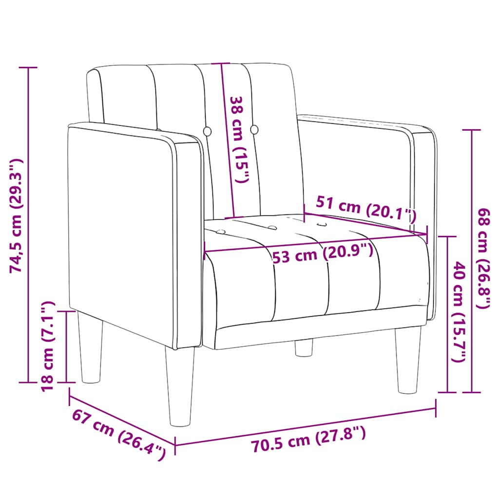 Canapé-chaise accoudoirs gris foncé 53 cm tissu Fauteuils vidaXL