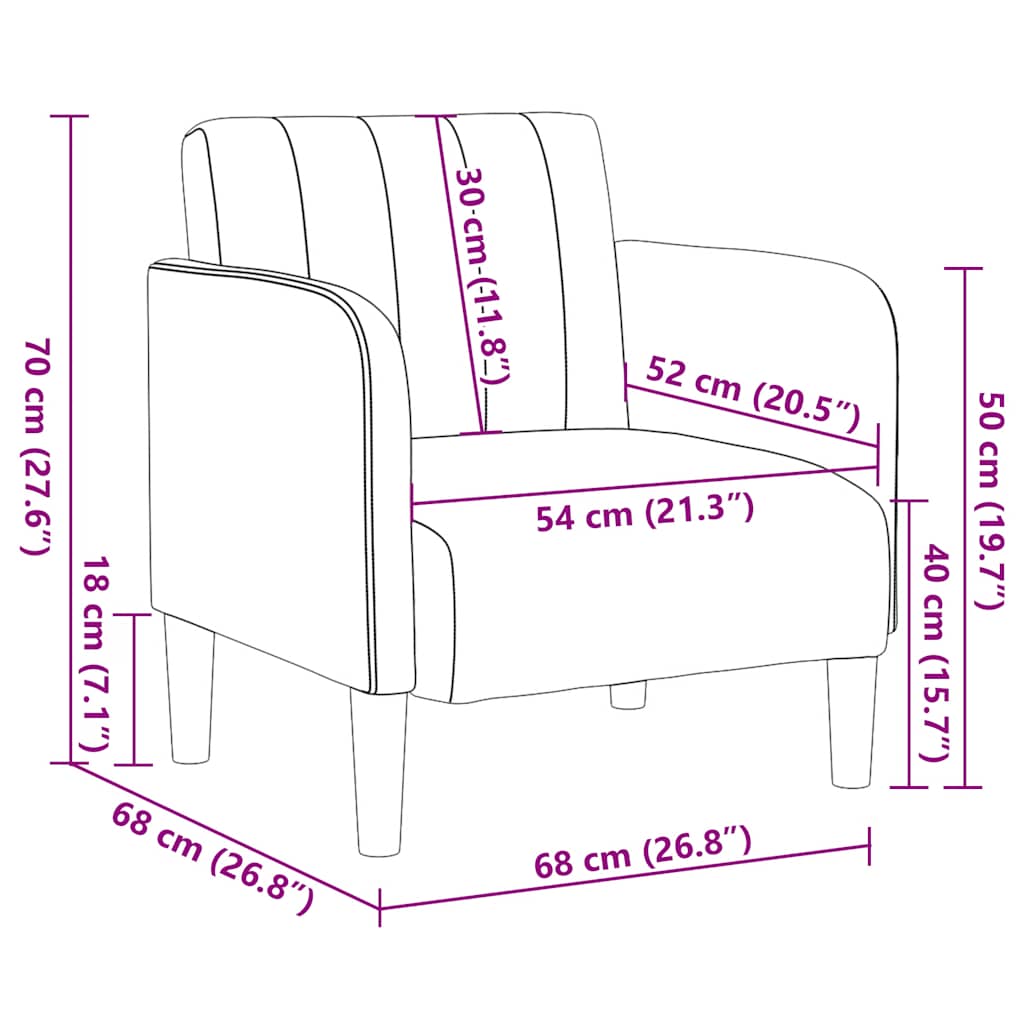 Fauteuil avec accoudoirs rose 54 cm velours Fauteuils vidaXL