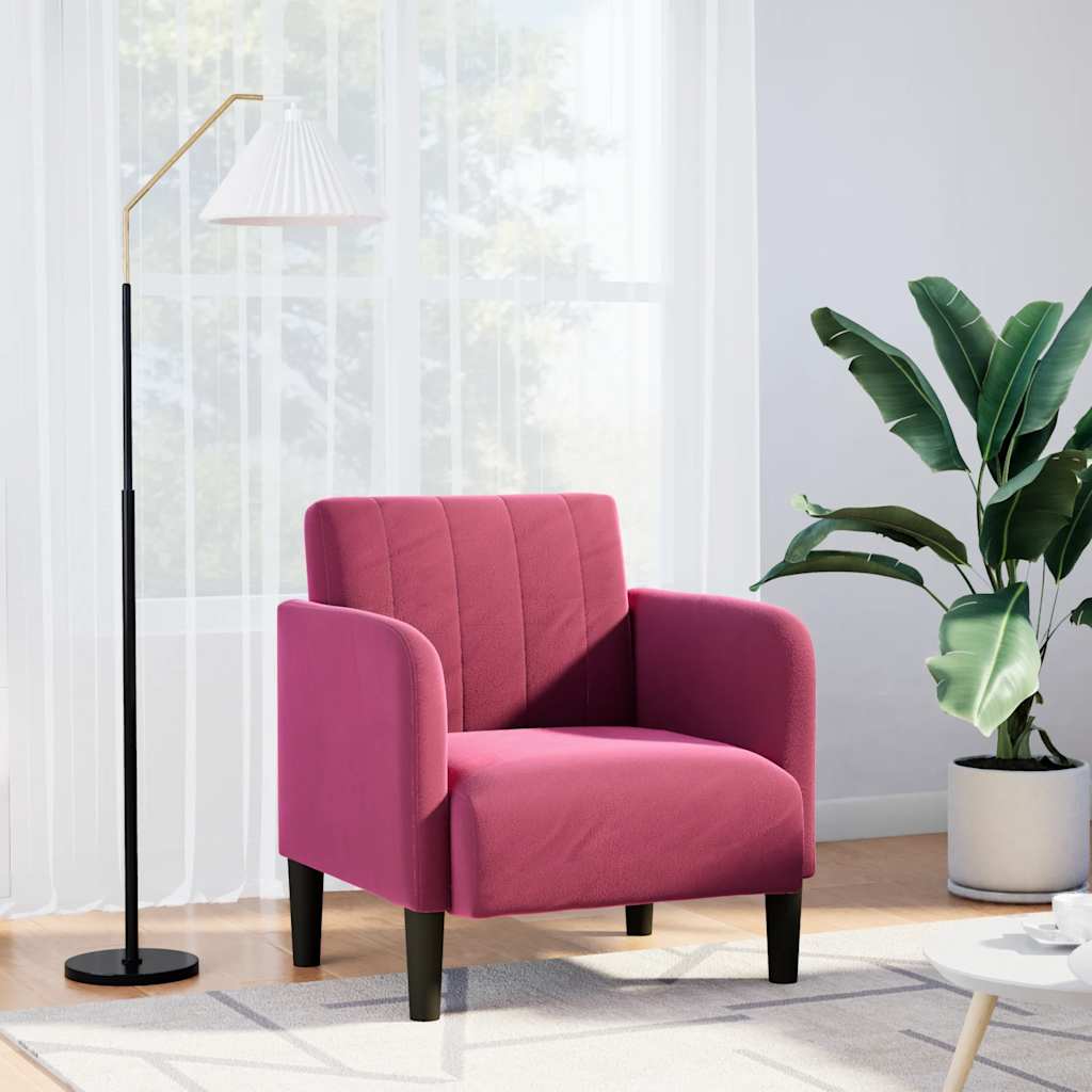 Fauteuil avec accoudoirs rouge bordeaux 54 cm velours Fauteuils vidaXL