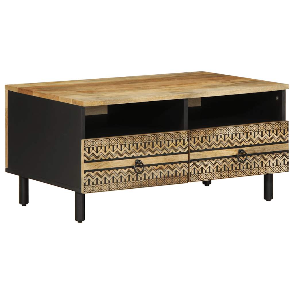 Table basse noir 80x54x40 cm bois massif de manguier brut Tables basses vidaXL   