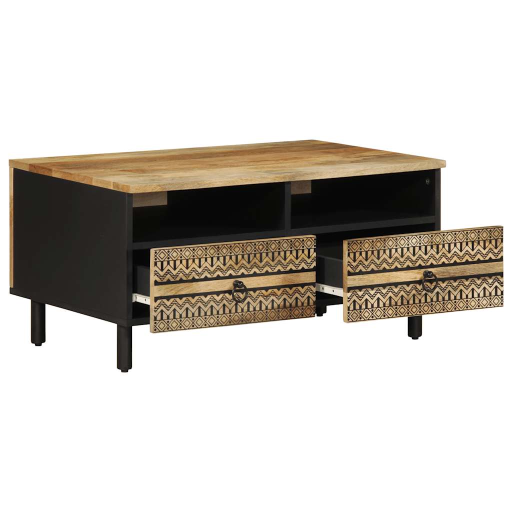 Table basse noir 80x54x40 cm bois massif de manguier brut Tables basses vidaXL   