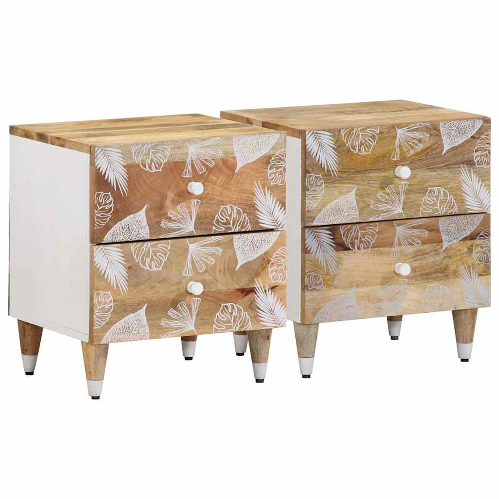 Tables de chevet 2 pcs 40x33,5x46 cm Bois de manguier solide Tables de chevet vidaXL