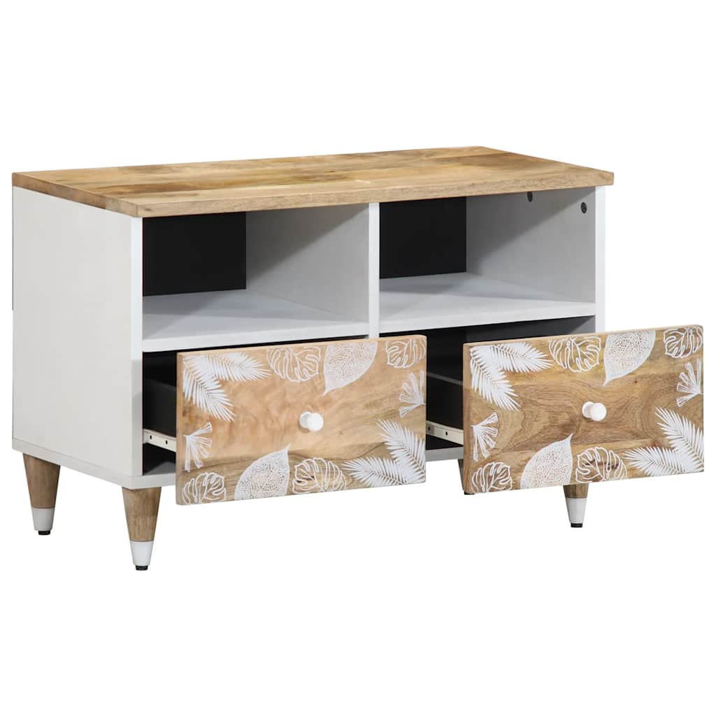 Meuble TV 70x33,5x46 cm bois massif de manguier Fixations & meubles de rangement multimédia vidaXL