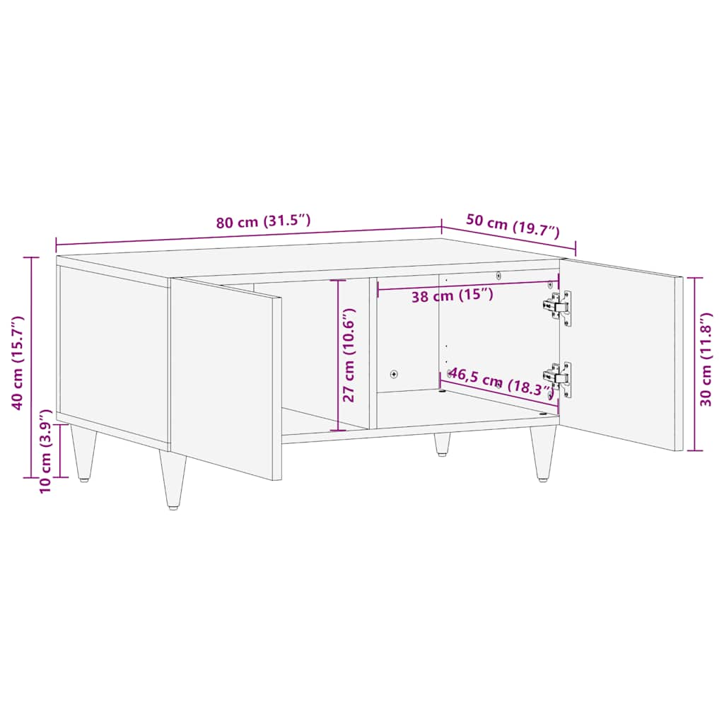 Table basse 80x50x40 cm bois de manguier massif Tables basses vidaXL