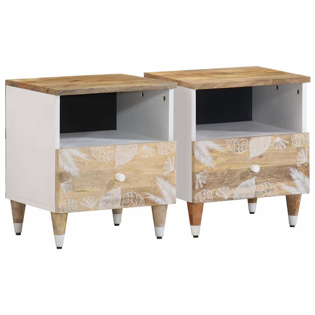 Tables de chevet 2 pcs 40x33x46 cm Bois de manguier solide Tables de chevet vidaXL