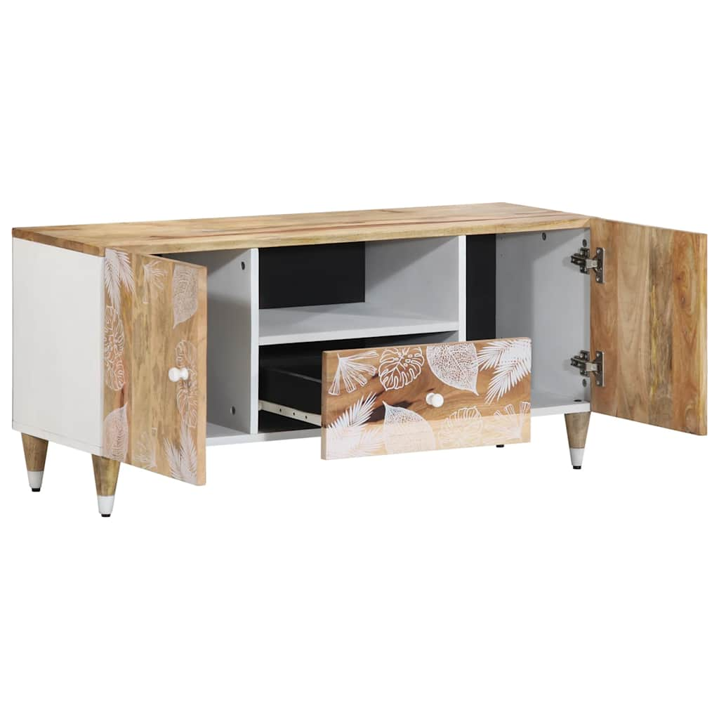 Meuble TV 105x33,5x46 cm bois massif de manguier Fixations & meubles de rangement multimédia vidaXL