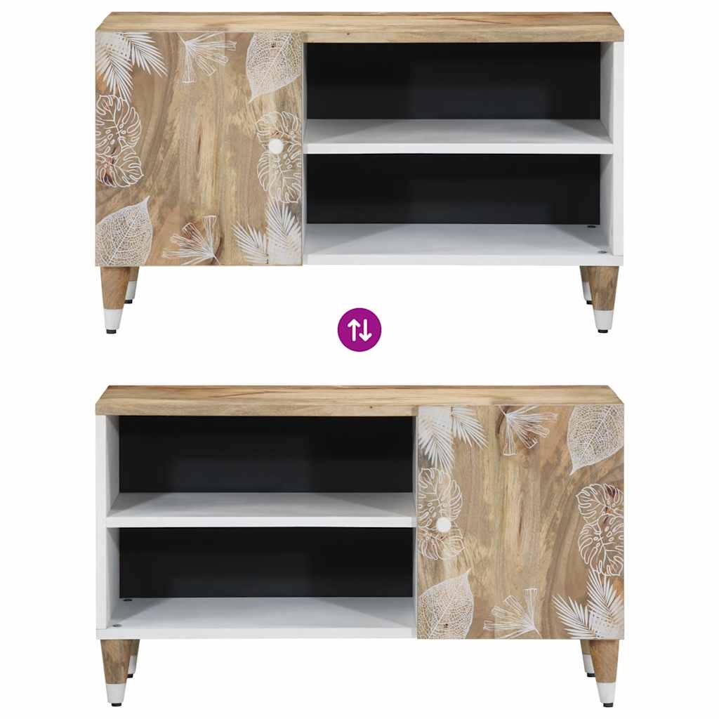 Meuble TV 80x31,5x46 cm bois massif de manguier Fixations & meubles de rangement multimédia vidaXL