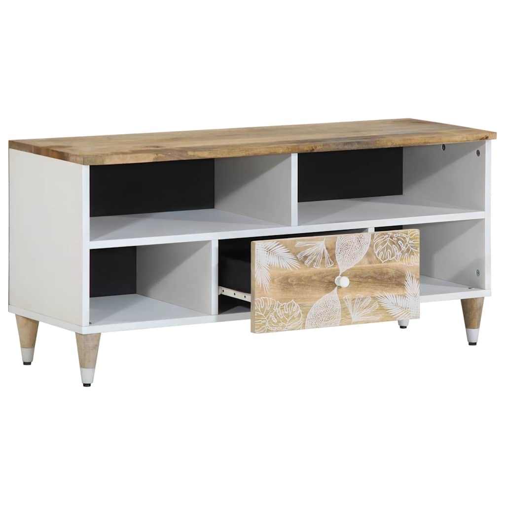 Meuble TV 100x33,5x46 cm bois massif de manguier Fixations & meubles de rangement multimédia vidaXL