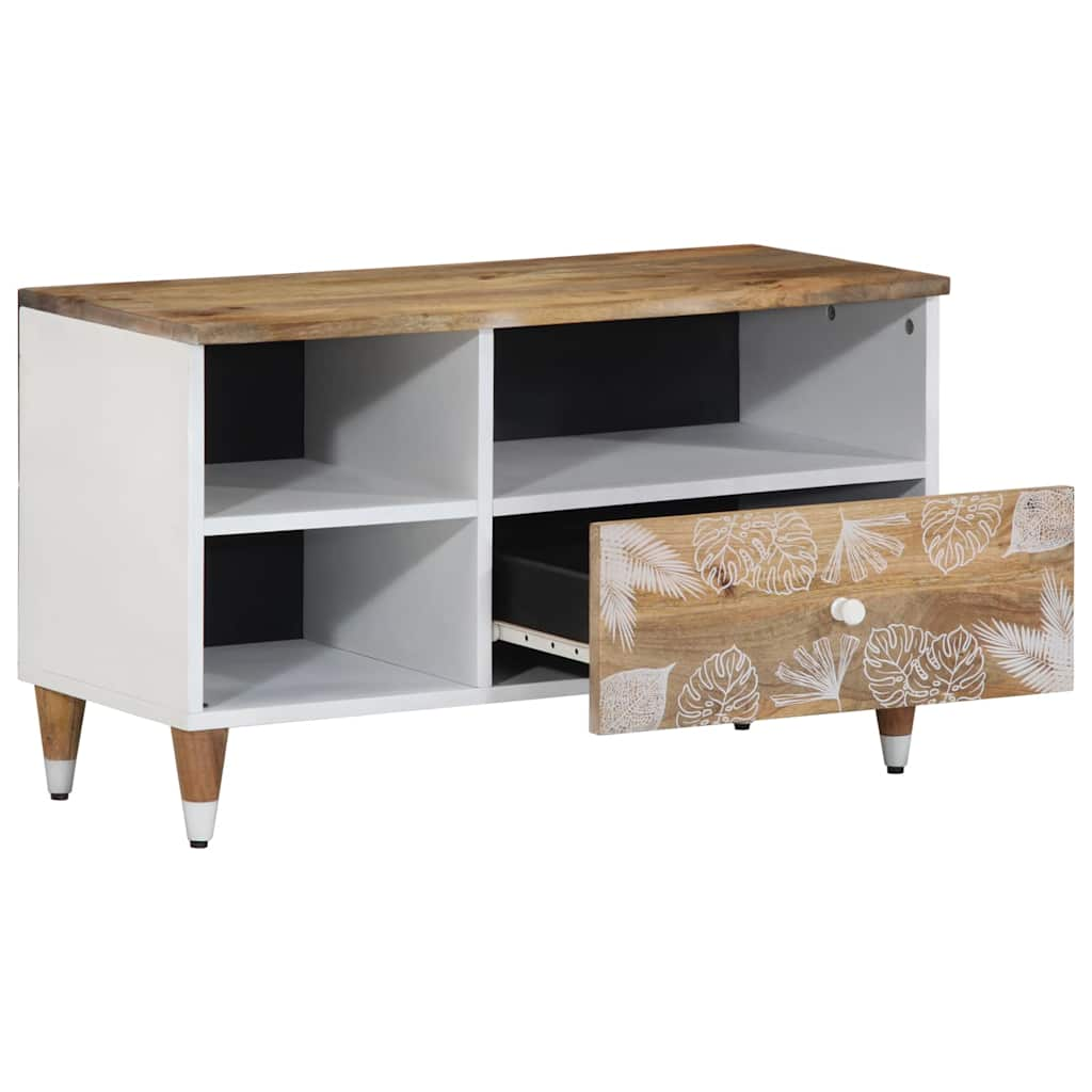 Meuble TV 80x33,5x46 cm bois massif de manguier Fixations & meubles de rangement multimédia vidaXL