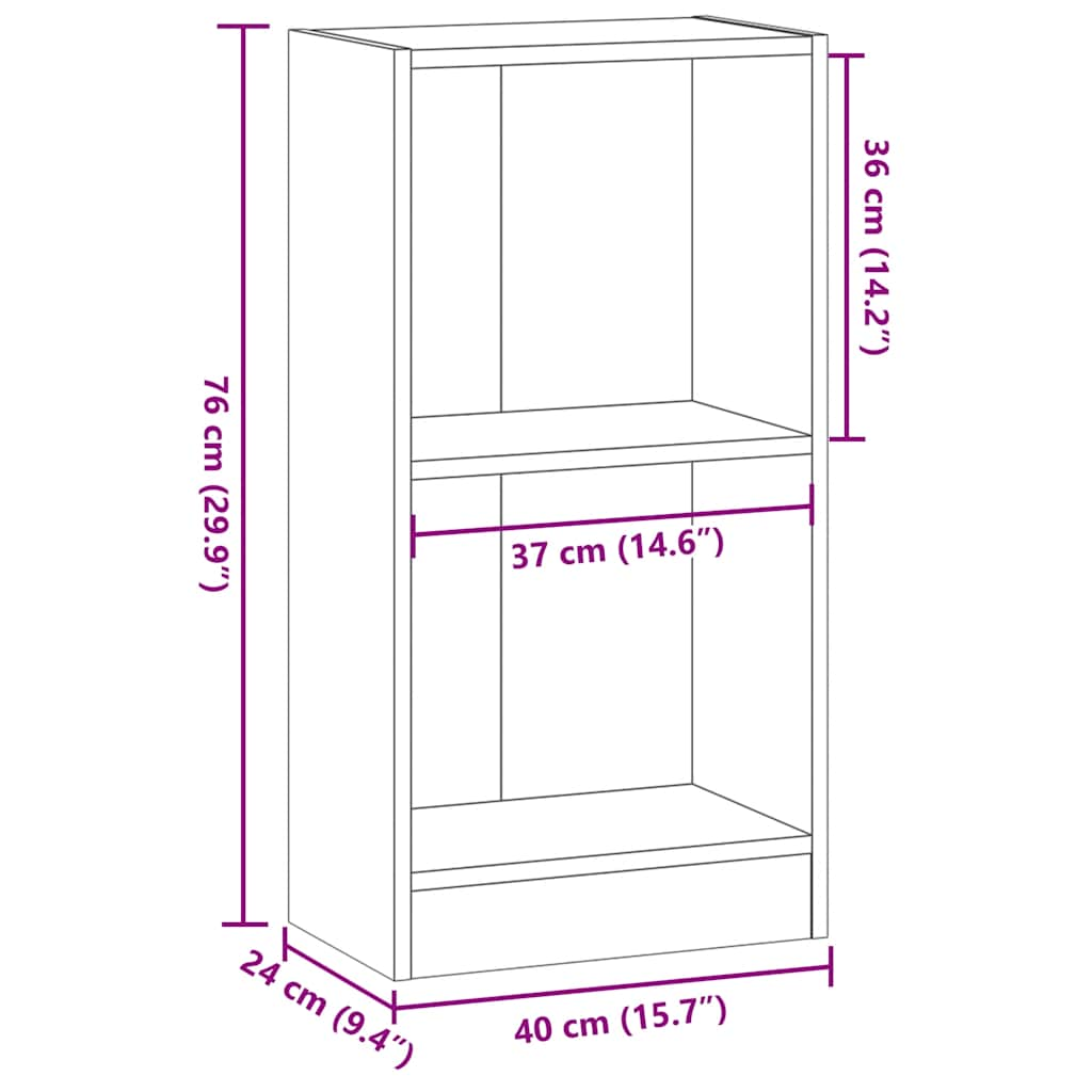 Bibliothèque sonoma gris 40x24x76 cm bois d'ingénierie Bibliothèques vidaXL