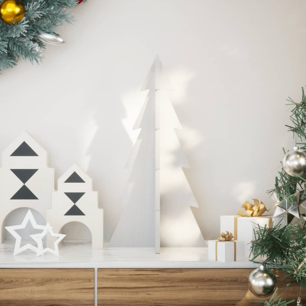 Arbre de Noël en bois pour décoration blanc 59,5cm pin massif - Xios Store SNC