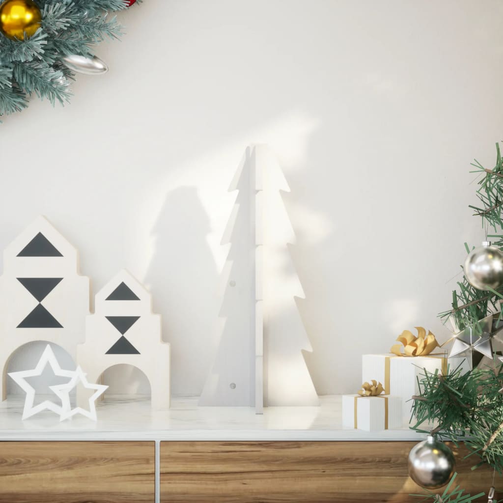 Arbre de Noël en bois pour décoration blanc 49 cm pin massif - Xios Store SNC