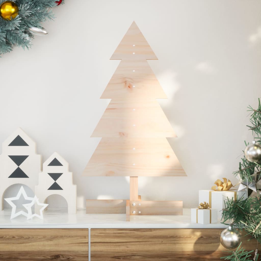 Arbre de Noël en bois pour décoration 80 cm bois massif de pin - Xios Store SNC