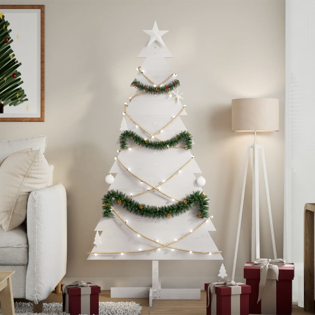 Arbre de Noël en bois pour décoration blanc 150 cm pin massif - Xios Store SNC