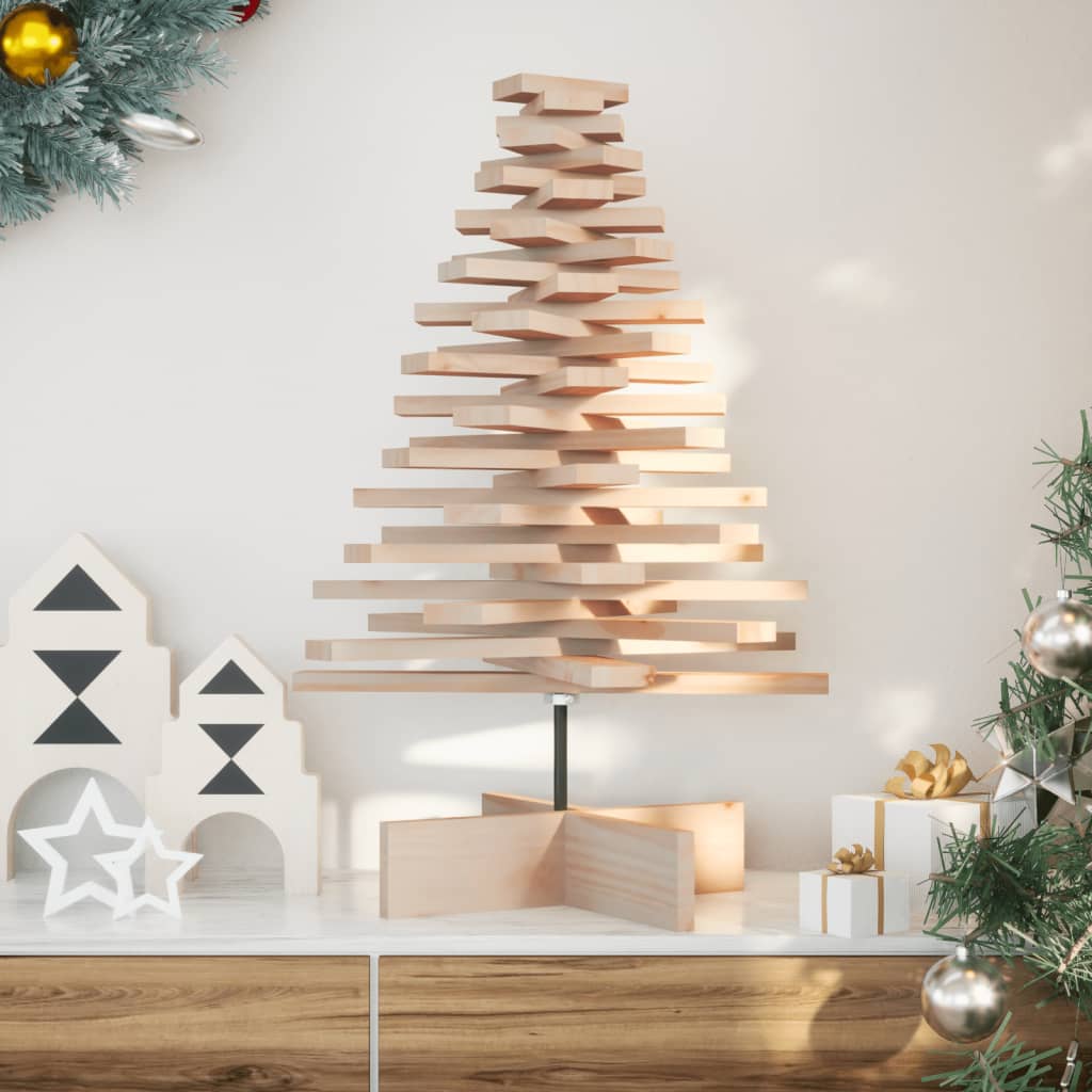 Arbre de Noël en bois pour décoration 80 cm bois massif de pin - Xios Store SNC