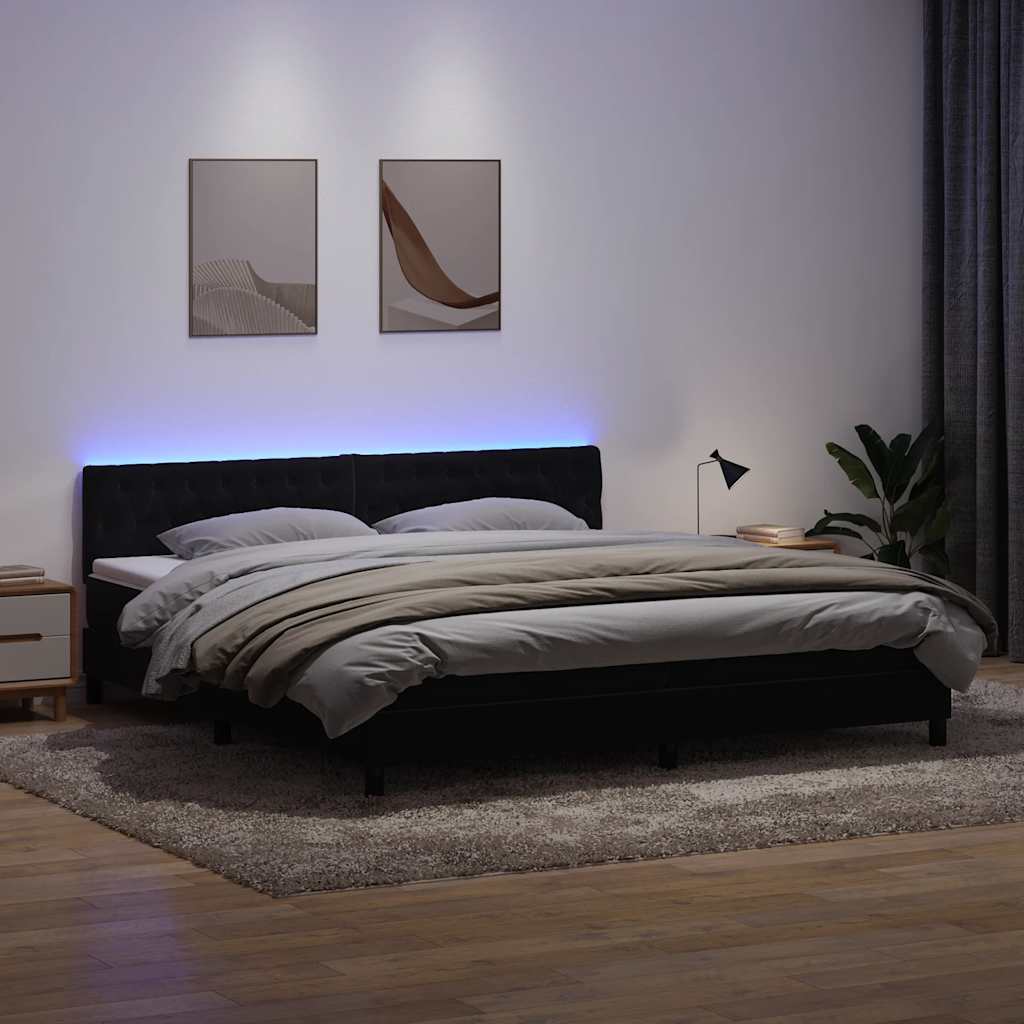 Sommier à lattes de lit avec matelas noir 200x210 cm Velours Lits & cadres de lit vidaXL