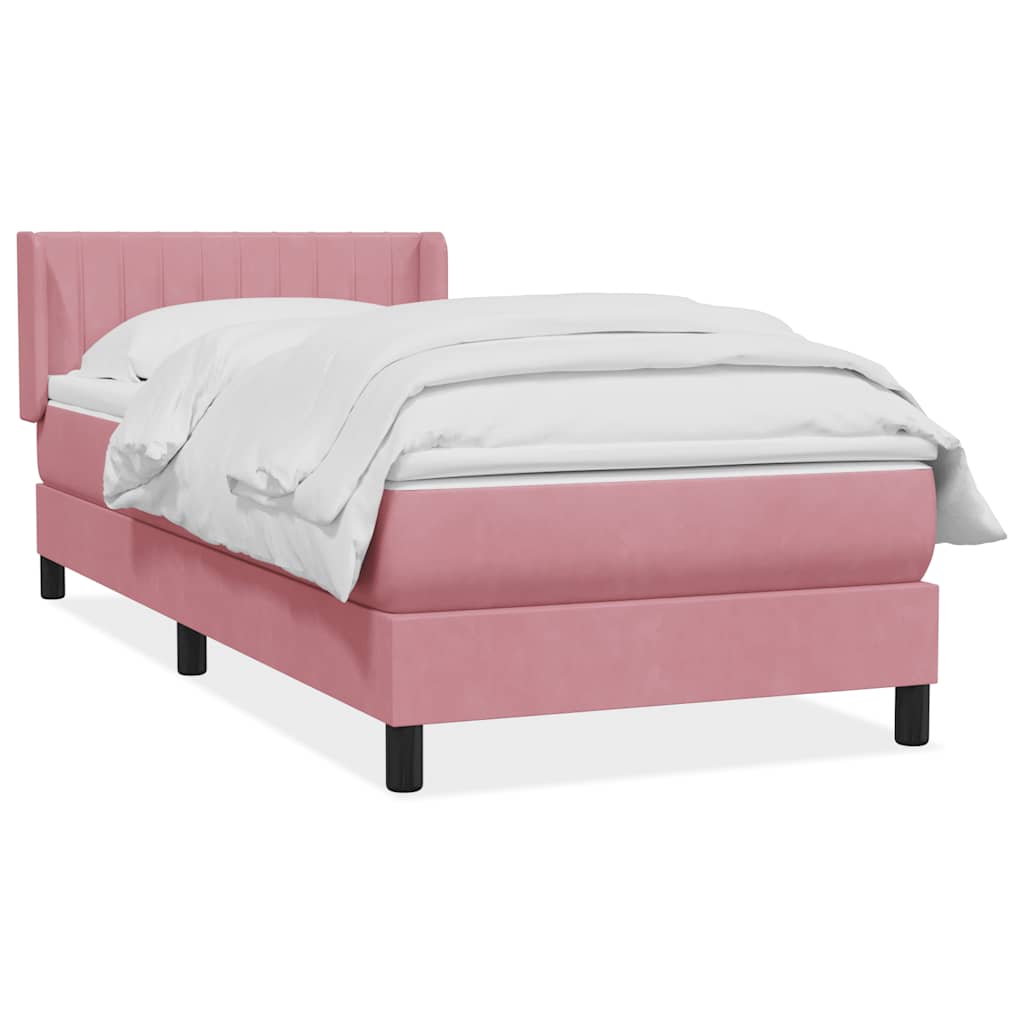 Sommier à lattes de lit avec matelas rose 90x220 cm velours