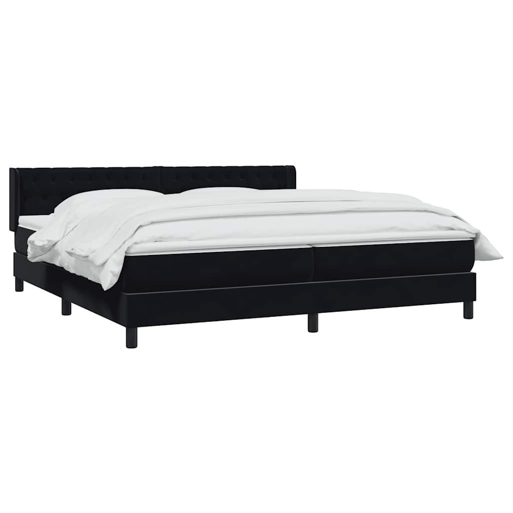 Sommier à lattes de lit avec matelas noir 200x210 cm Velours Lits & cadres de lit vidaXL