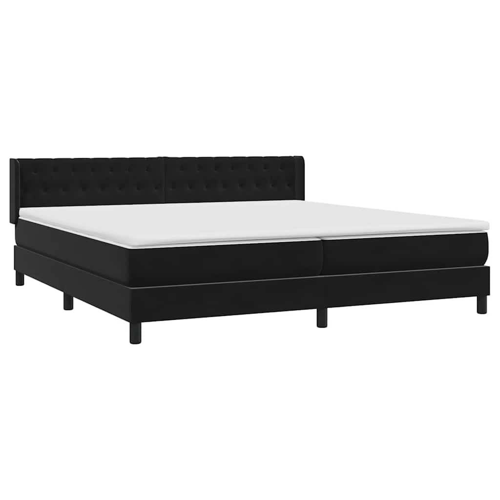 Sommier à lattes de lit avec matelas noir 200x210 cm Velours Lits & cadres de lit vidaXL