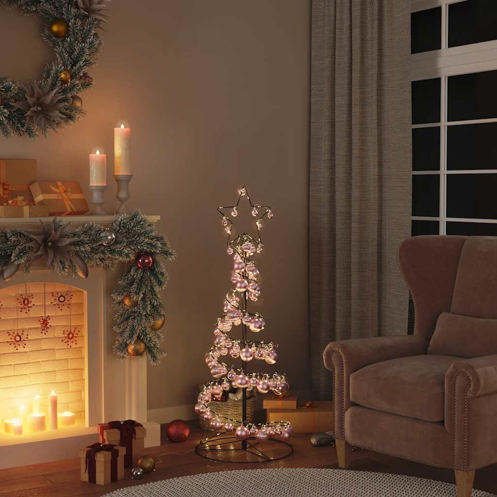 Arbre de Noël cône lumineux avec boules 80 LED 120 cm - Xios Store SNC