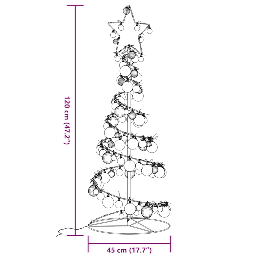 Arbre de Noël cône lumineux avec boules 80 LED 120 cm - Xios Store SNC