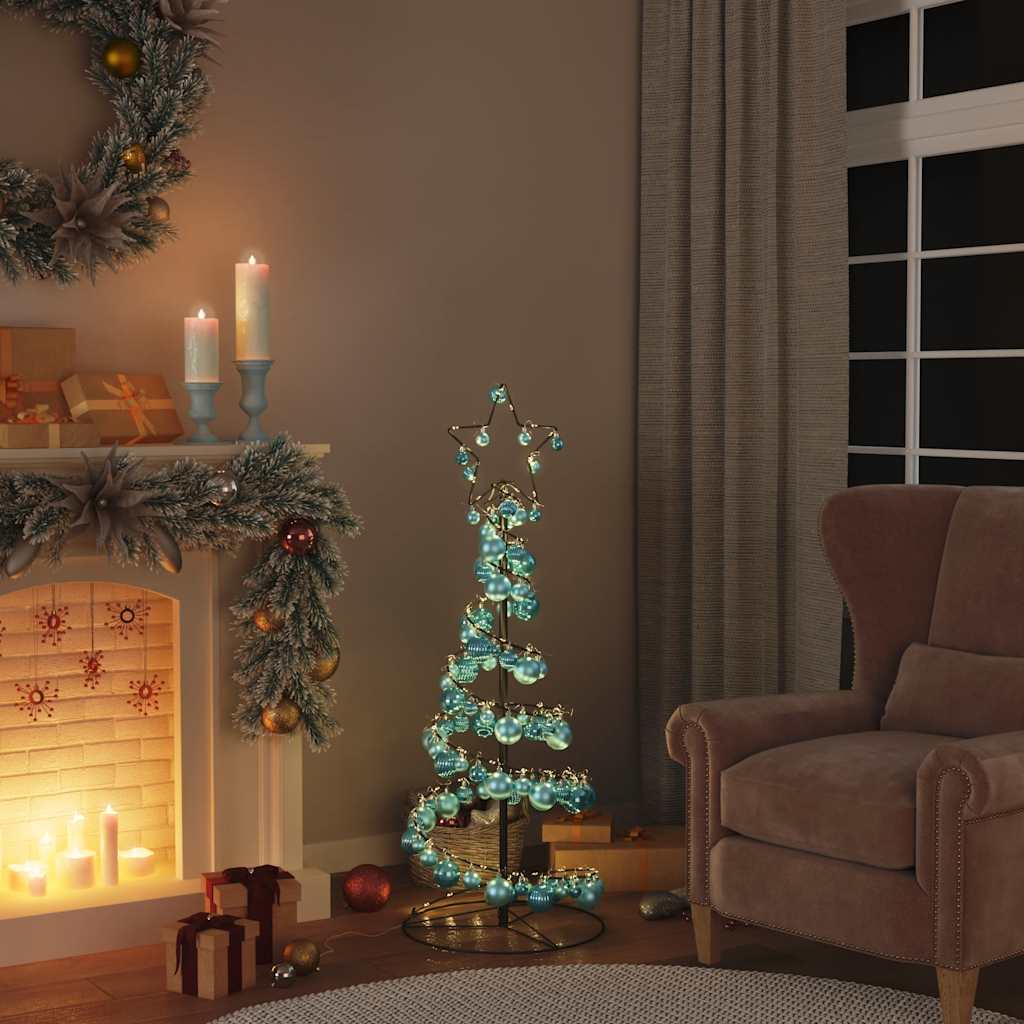 Arbre de Noël cône lumineux avec boules 80 LED 120 cm - Xios Store SNC