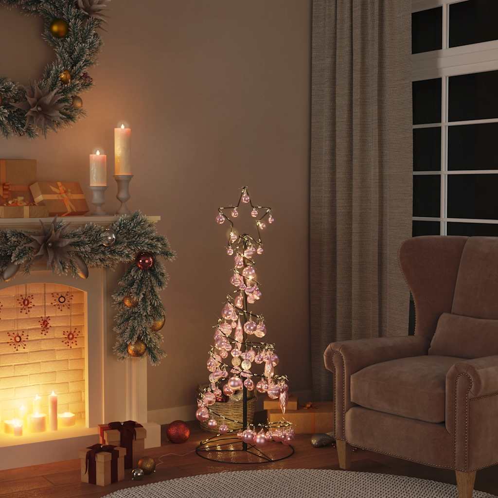 Arbre de Noël cône lumineux avec boules 80 LED 120 cm - Xios Store SNC