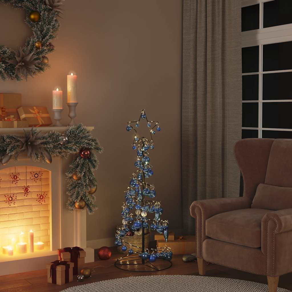 Arbre de Noël cône lumineux avec boules 80 LED 120 cm - Xios Store SNC