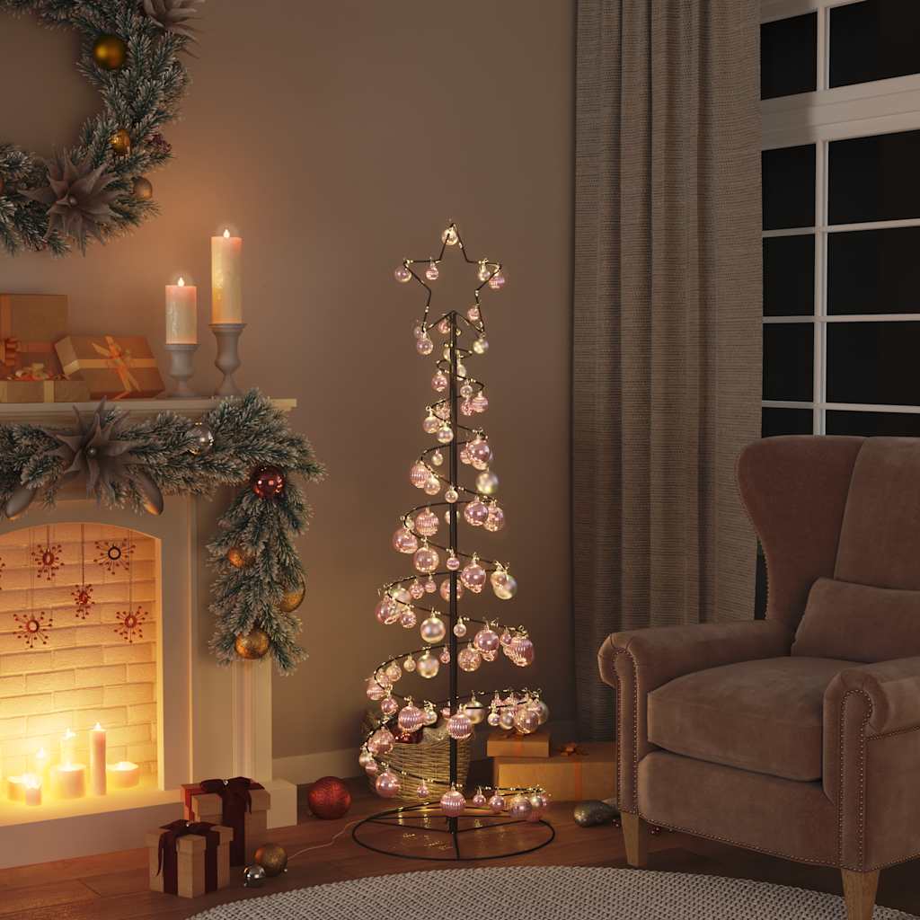 Arbre de Noël cône lumineux avec boules 100 LED 150 cm - Xios Store SNC