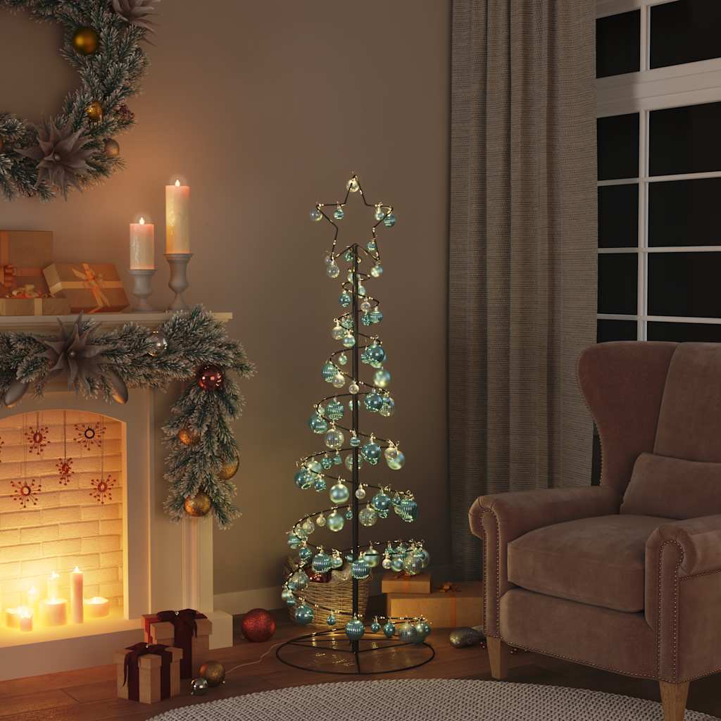 Arbre de Noël cône lumineux avec boules 100 LED 150 cm - Xios Store SNC