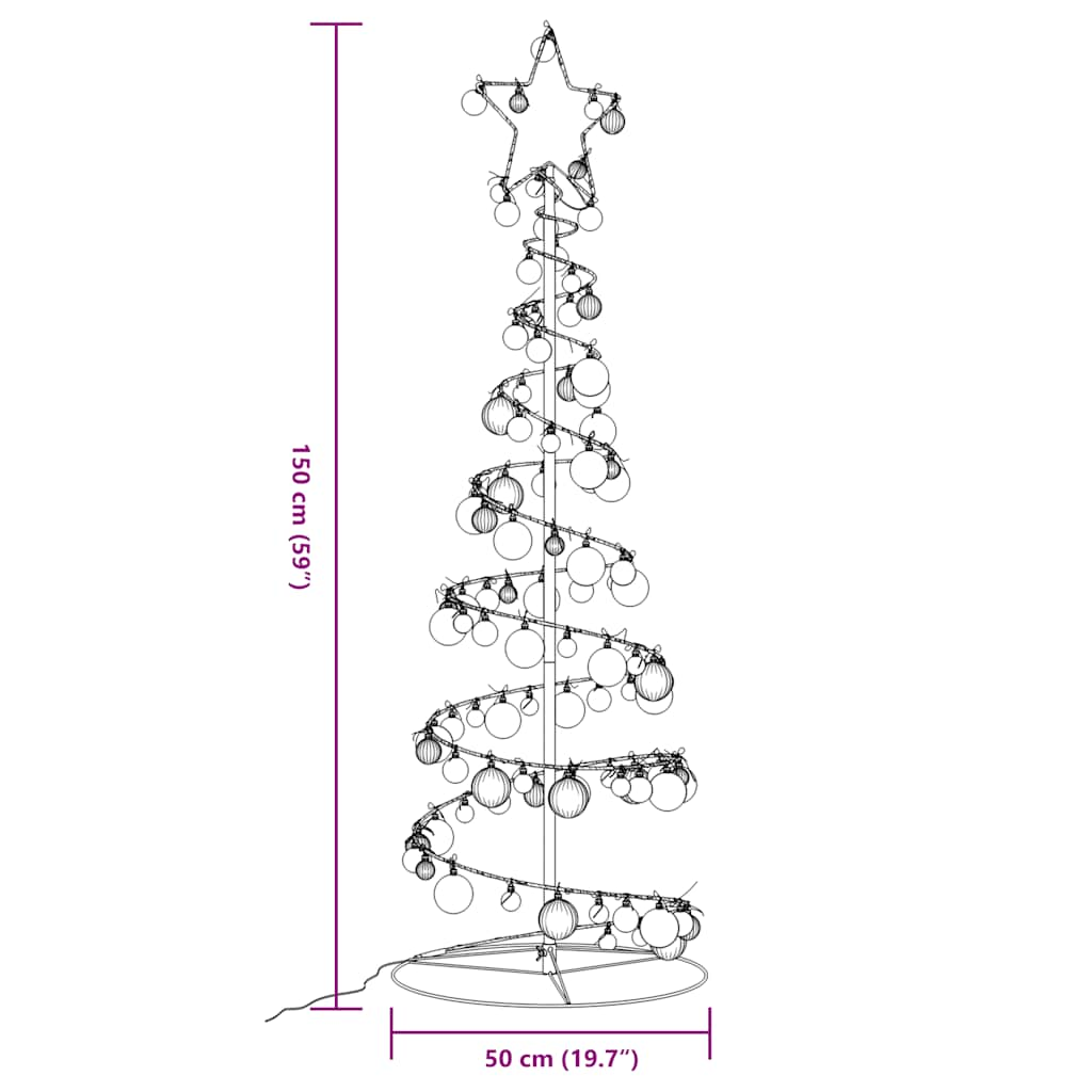 Arbre de Noël cône lumineux avec boules 100 LED 150 cm - Xios Store SNC