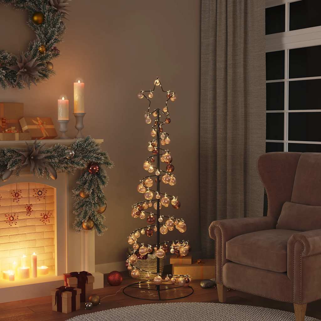 Arbre de Noël cône lumineux avec boules 100 LED 150 cm - Xios Store SNC